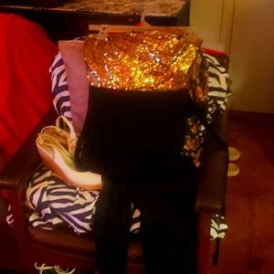 Sequence gold and black jumpsuit